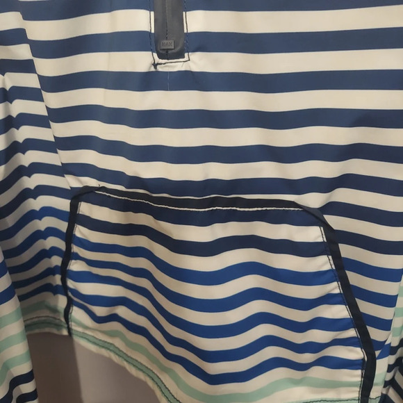 Hunter for Target-Hooded Half Zip Rain Jacket-Sz M kids Blue Teal striped Pull - Picture 4 of 11